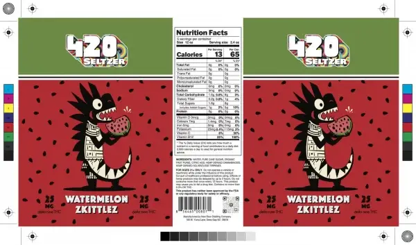 420 Seltzer Watermelon Zkittlez 25mg 24-Pack - Image 2